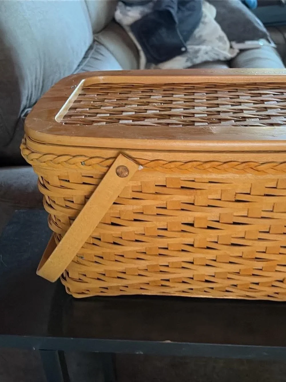 Woven Storage Basket with Handle - Natural Brown